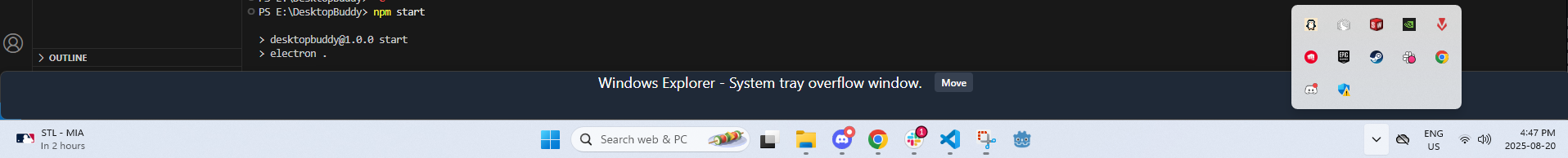 Tray icon screenshot